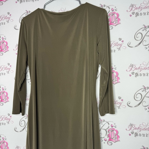 Wallis dress cinched zipper stunning stretchy army olive green bodycon flatter - Picture 5 of 12